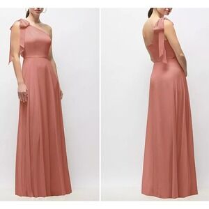 NWT After Six Desert Rose One Shoulder Draped Chiffon Formal Dress 18R